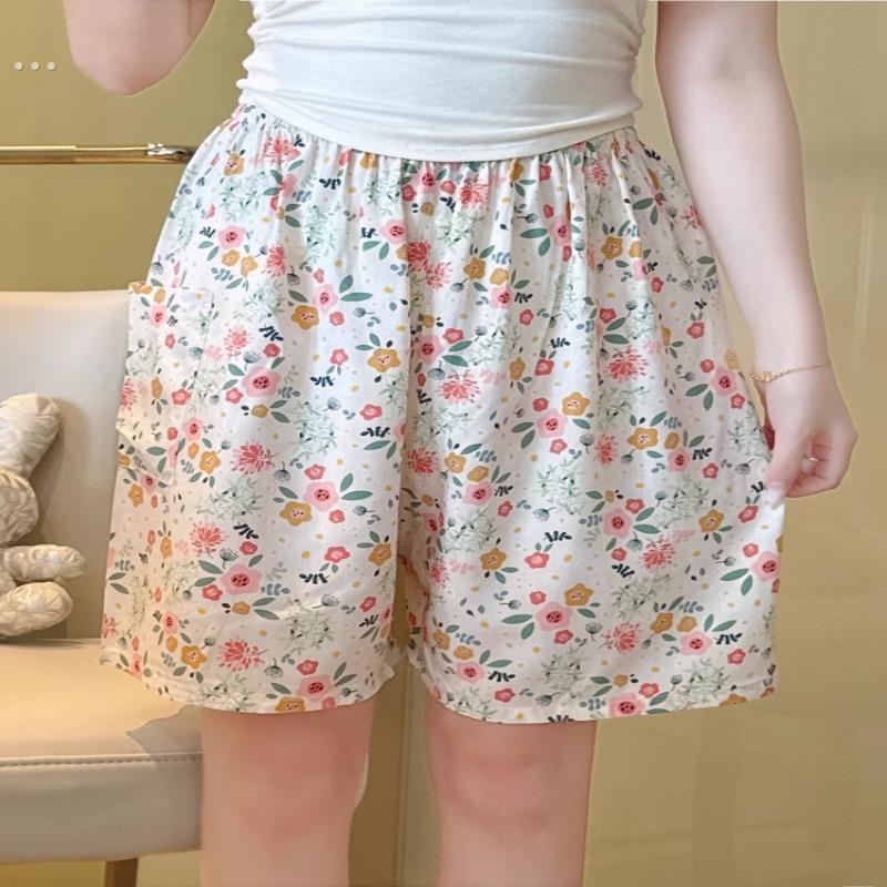 纯棉绸睡裤女士夏季人造棉外穿家居沙滩短裤宽松大尺码五分单裤子