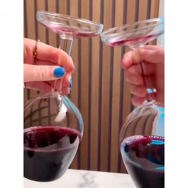 颠倒葡萄酒杯倒立红酒杯高脚杯香槟杯鸡尾酒杯高硼硅玻璃杯醒酒具