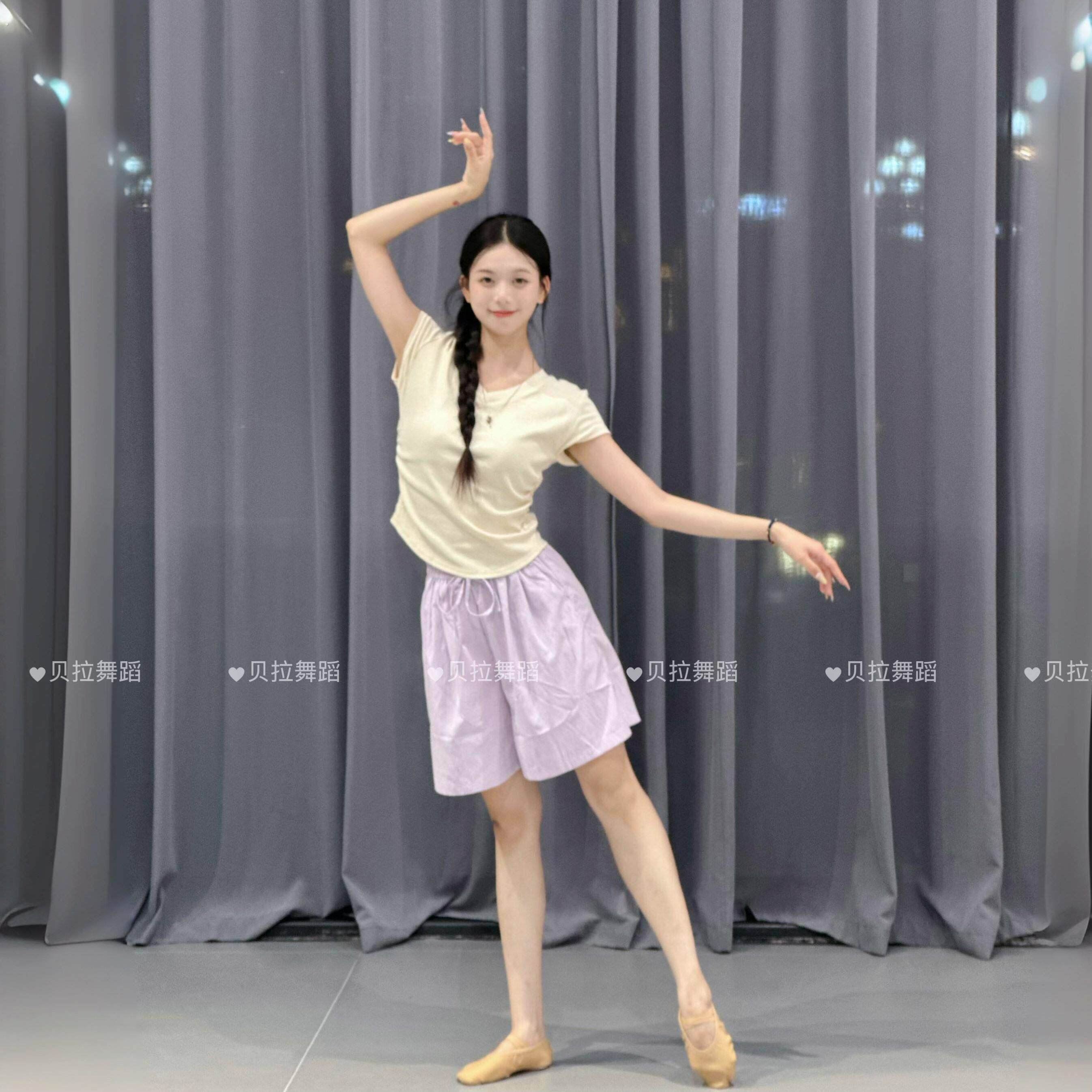 现代舞短裤夏季女夏宽松显瘦休闲山本五分裤高腰垂感褶皱阔腿五分
