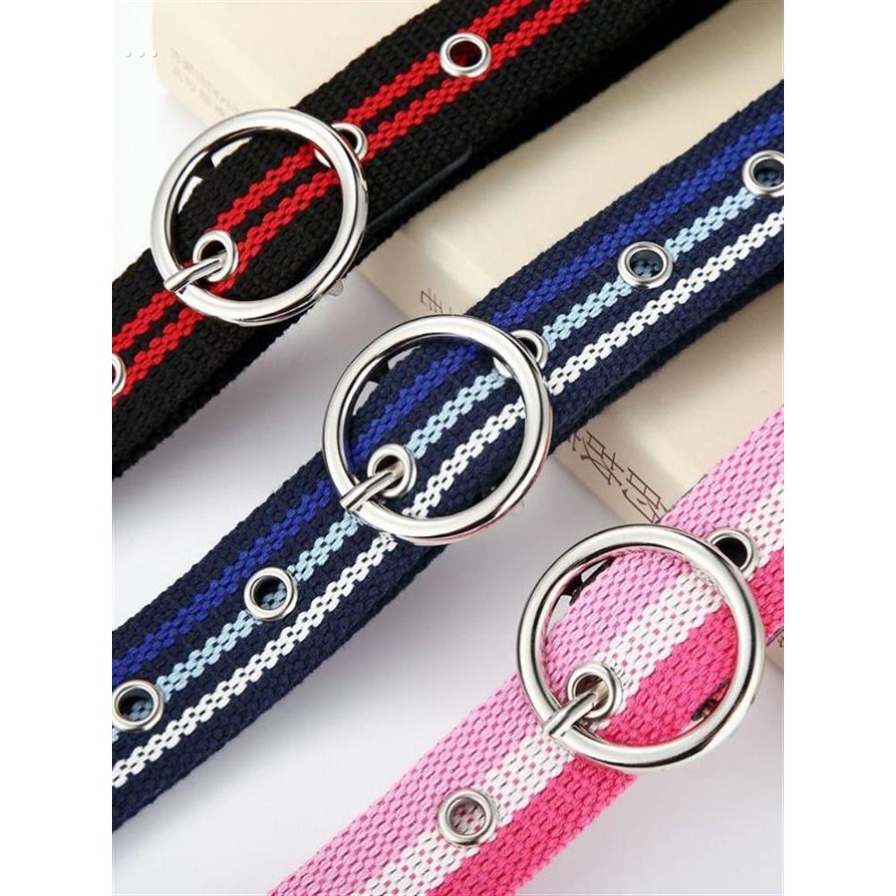 女士帆布腰带年轻人学生ins风潮个性韩版皮带简约百搭圆环扣裤带