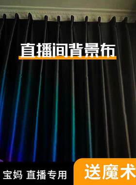 出租屋直播间专用主播背景窗帘免打孔魔术贴简易安装黑色布高级感