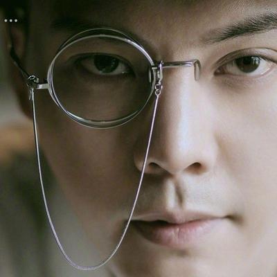 单片眼镜怪盗基德阿蒙单祇半边单边眼镜覆古英伦夹眼鼻式有度数