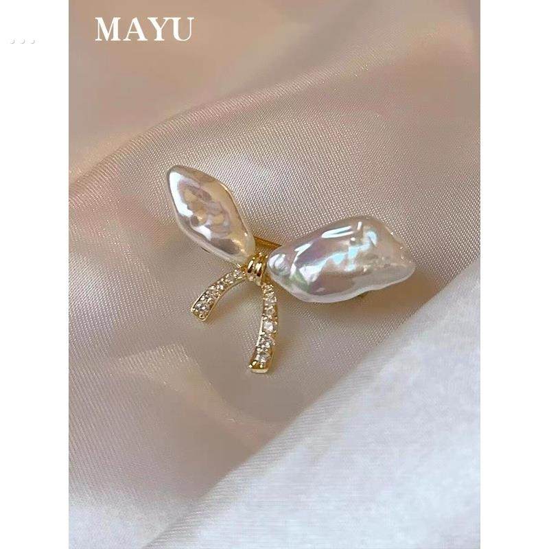 蝴蝶结巴洛克珍珠胸针高档女胸花精致气质设计感小众防走光别针扣