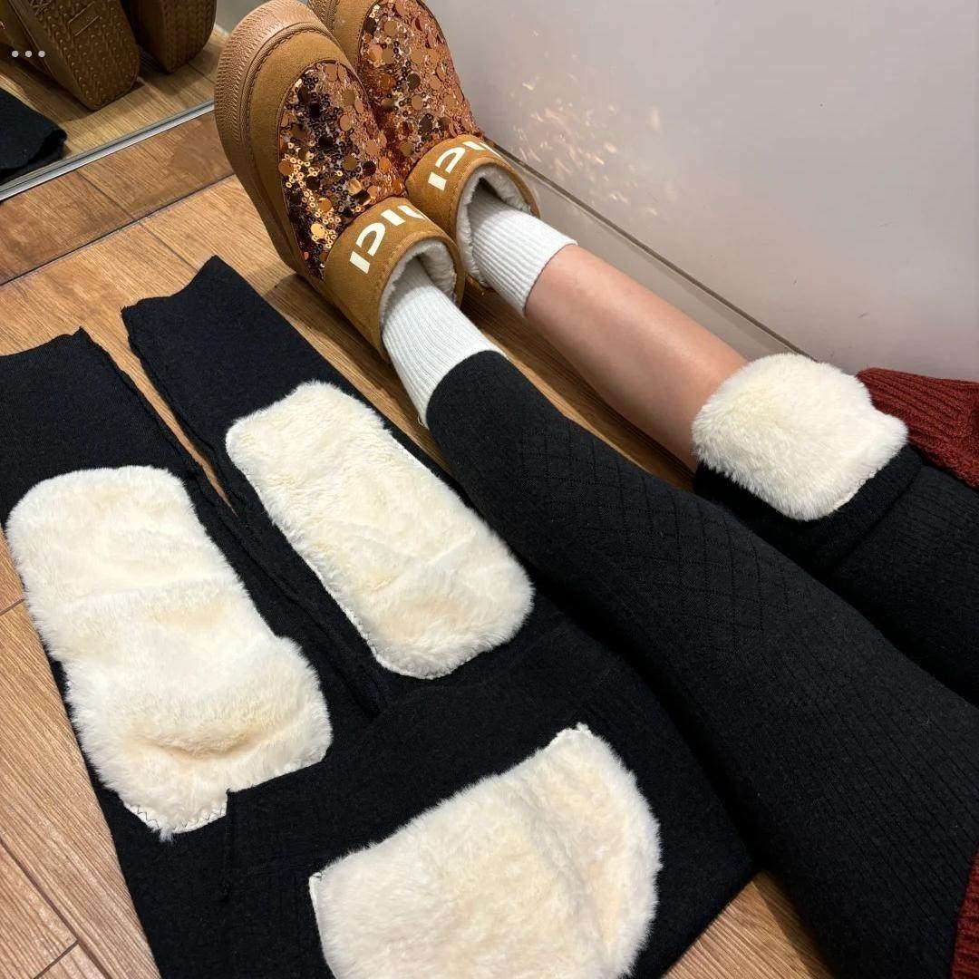 哈尔滨东北零下40度防寒女冬季加厚加绒护膝羊毛羊绒打底保暖棉裤