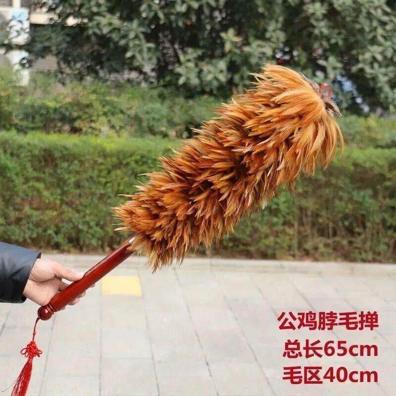 纯手工真鸡毛掸子扫灰可伸缩加厚不掉毛汽车清洁除尘神器