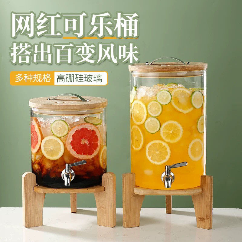 耐高温泡酒玻璃瓶带龙头玻璃泡茶凉水壶水果茶桶可乐桶自制饮料桶