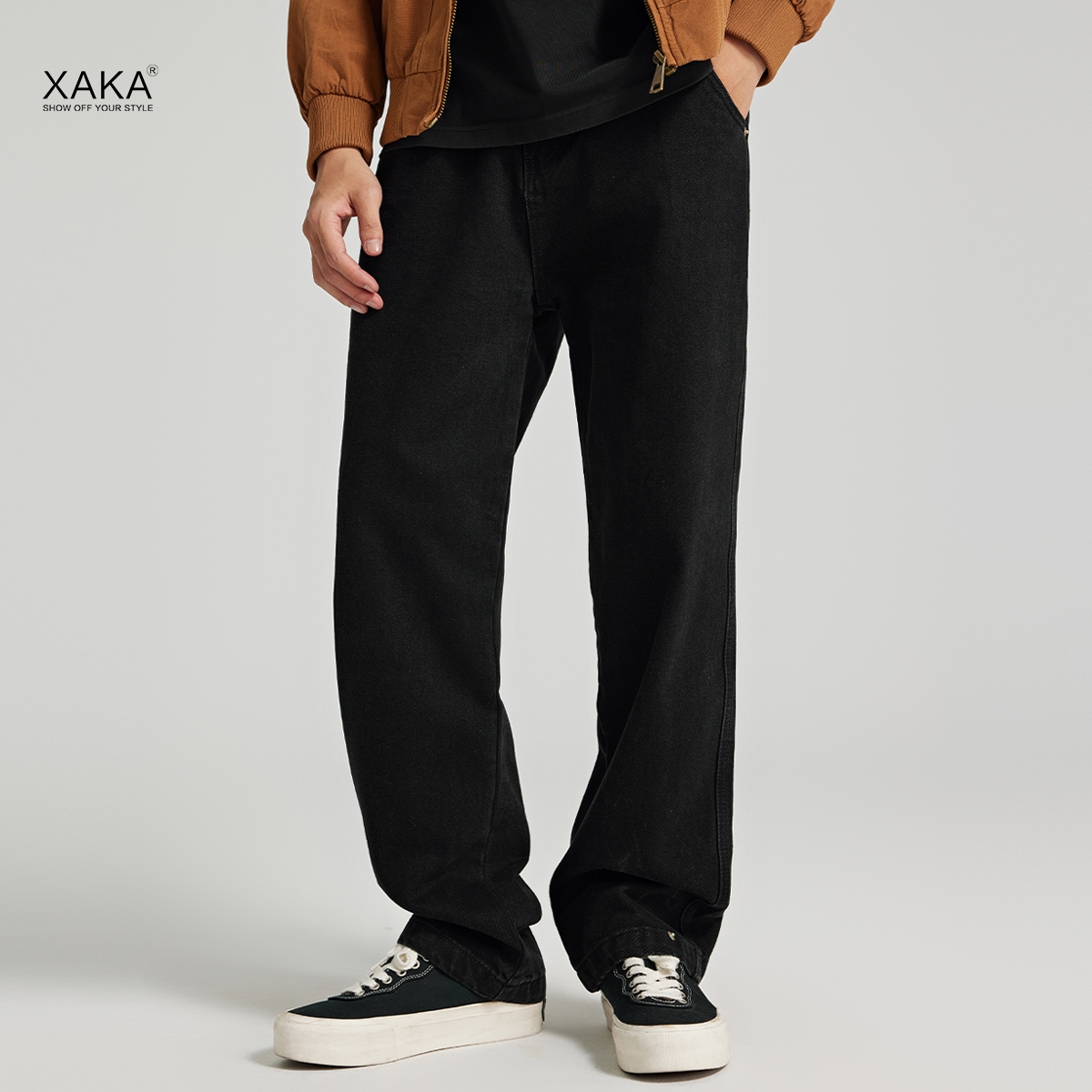 XAKA拉链长款牛仔裤青春流行