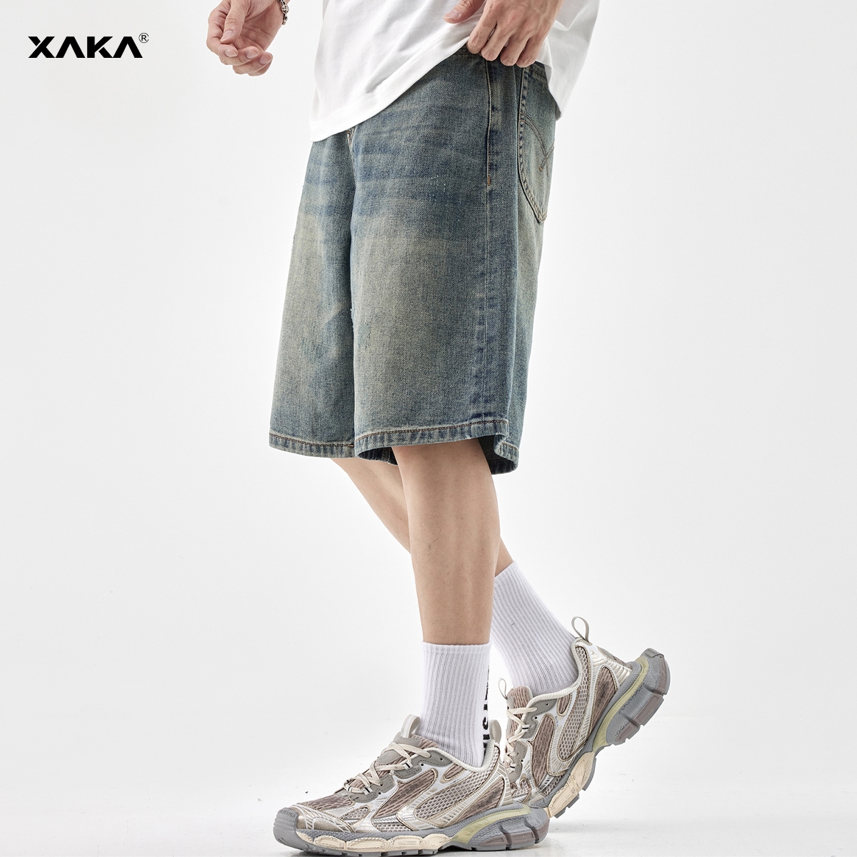 XAKA拉链五分牛仔短裤夏季