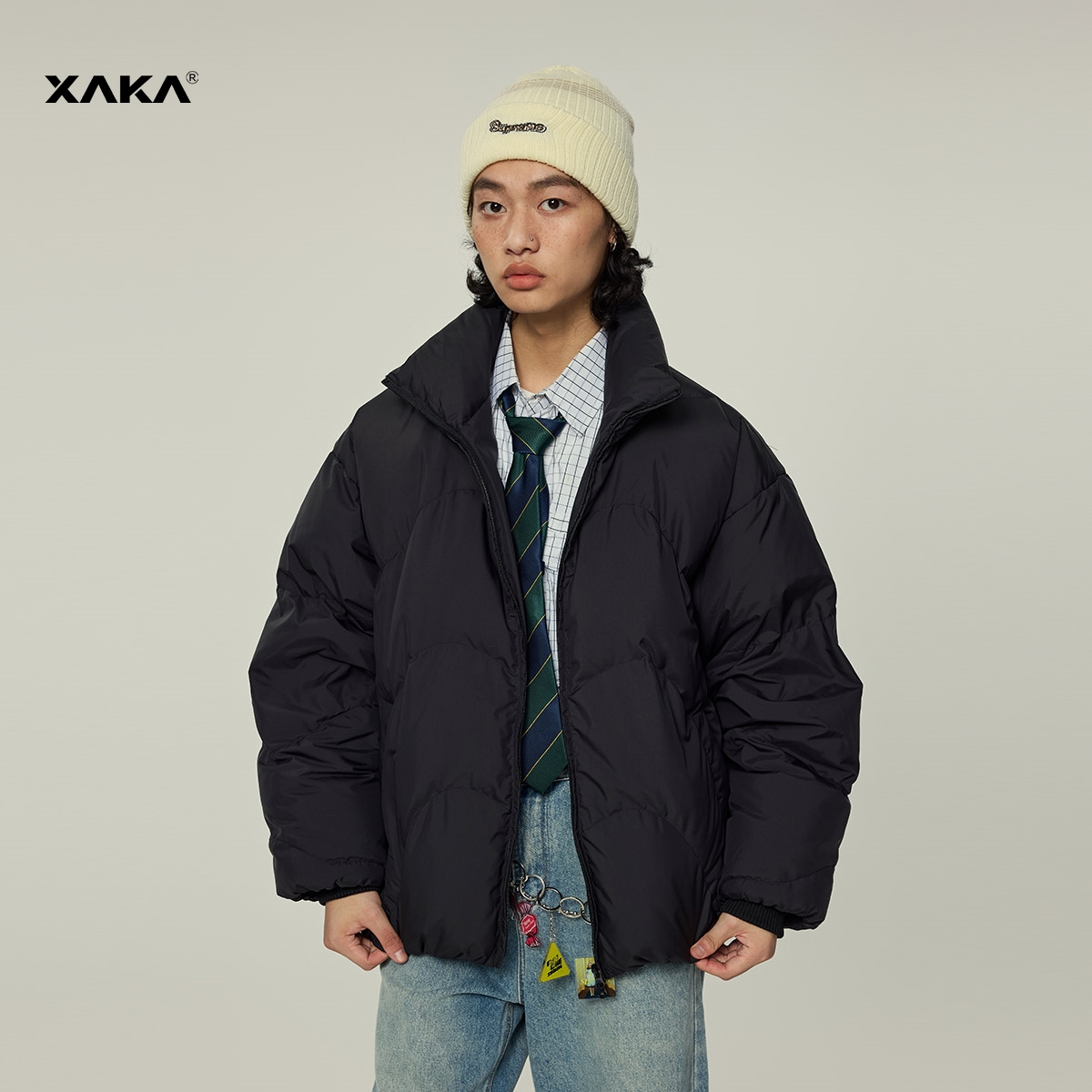 xaka立领三防90白鸭绒羽绒服