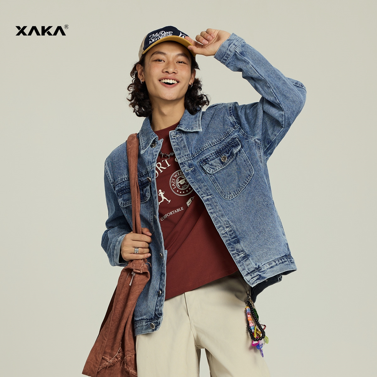 XAKA牛仔外套青春流行潮水洗
