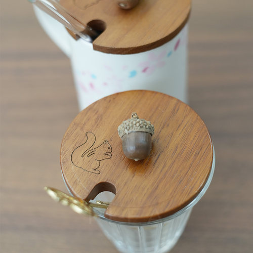 日式可爱实木松鼠兔子马克杯盖子