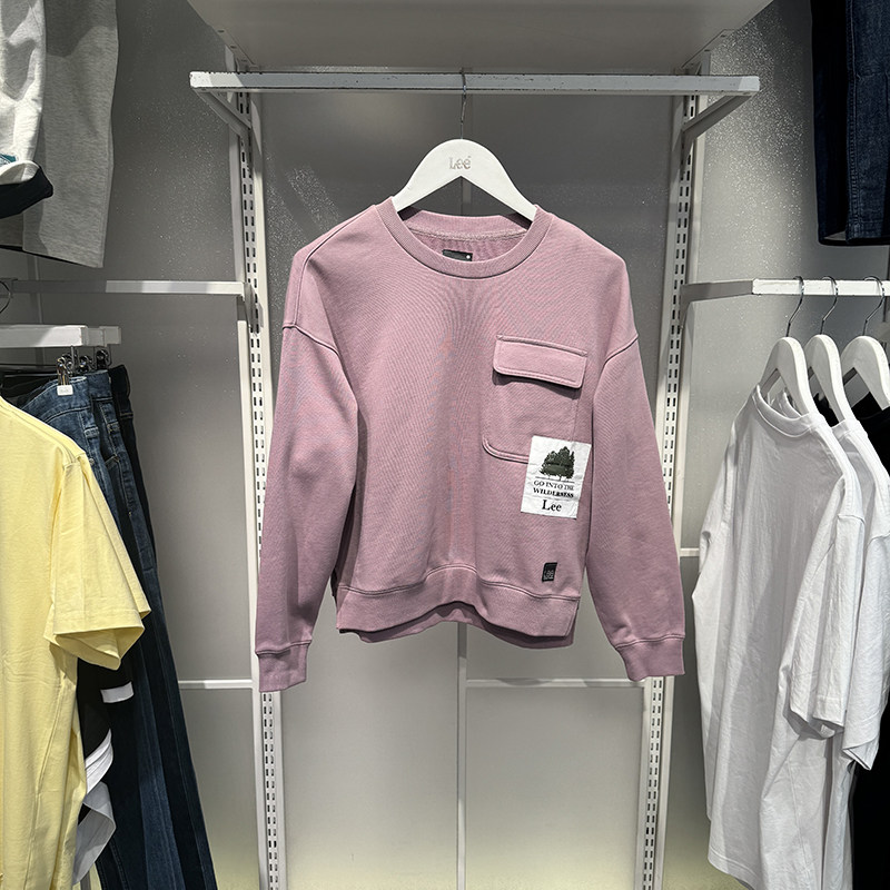 lee专柜正品女秋冬圆领纯棉粉色开叉卫衣LWT0053603RV00F-A01726