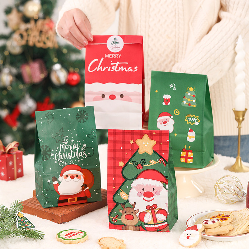 圣诞节平口纸袋烘焙点心打包袋子