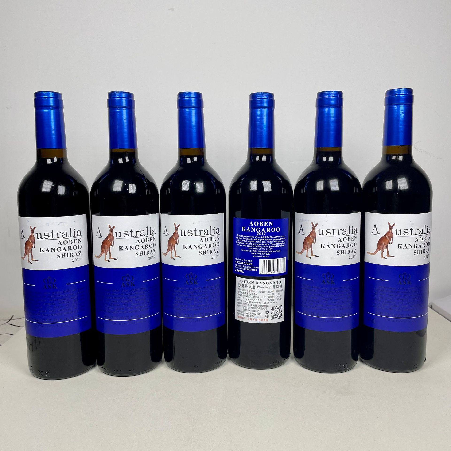 澳洲澳奔袋鼠西拉子干红葡萄酒14度6瓶红酒正品原瓶进口高端酒水