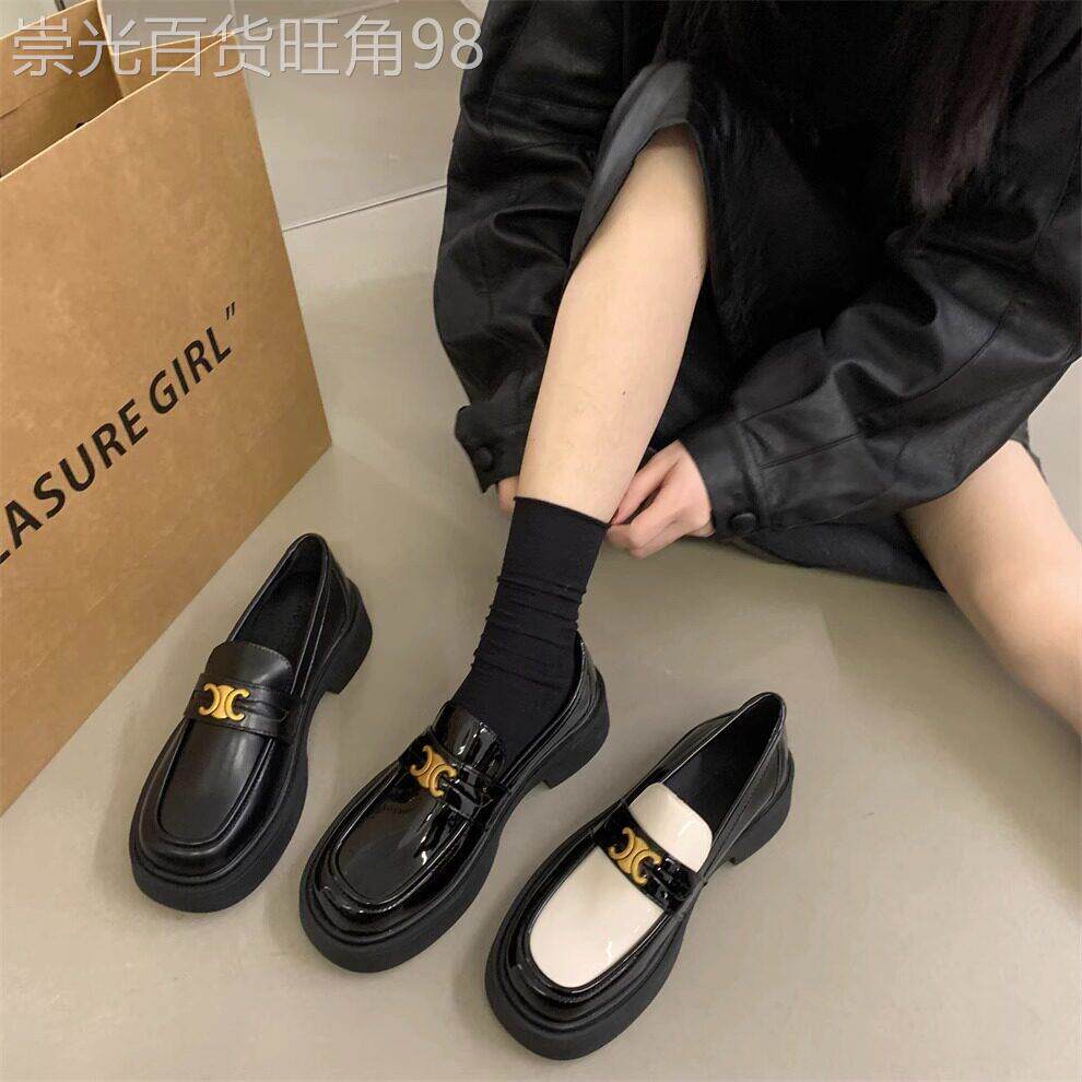 真皮英伦风乐福鞋女2025年春季厚底包鞋黑色一脚蹬玛丽珍小皮鞋子