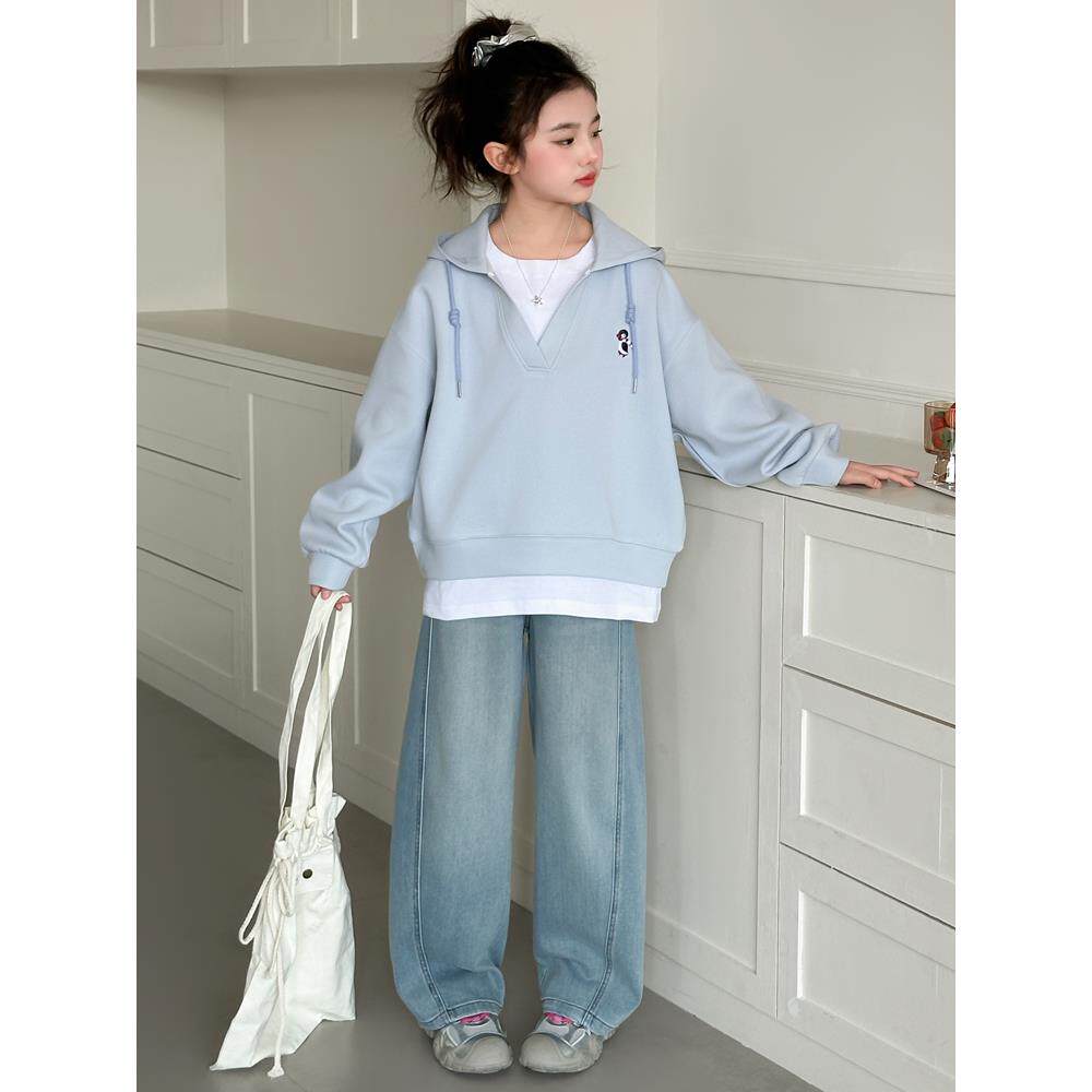 法国BADNUT女童卫衣套装春秋2025新款大童长袖韩系儿童两件套