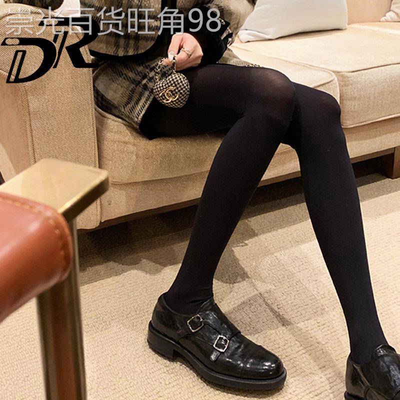 DR真皮复古双扣粗跟小皮鞋女英伦风秋新款百搭雕花乐福鞋孟克单鞋