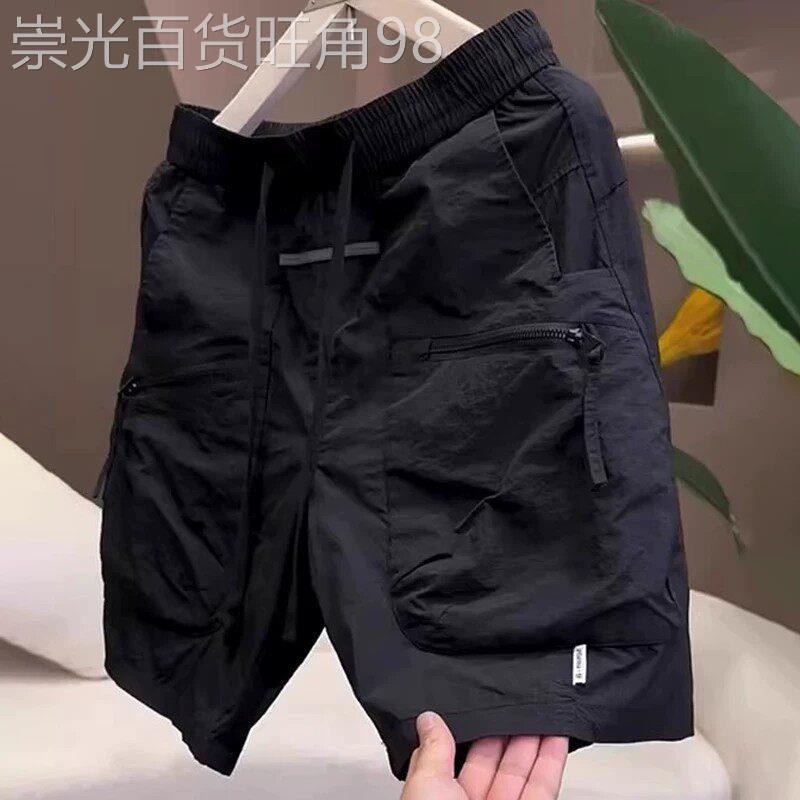 潮牌多口袋拉链工装短裤男夏季宽松运动直筒沙滩裤速干轻薄五分裤