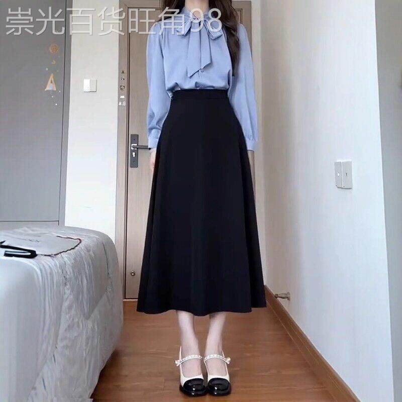 黑色西装半身裙女春秋2026新款大码宽松显瘦中长款胖mm长裙a字裙