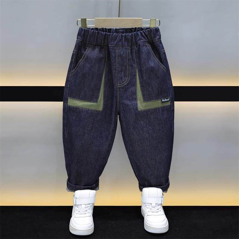 法国男童春秋牛仔裤2024新款儿童直筒宽松裤子中小童男孩宝宝长裤