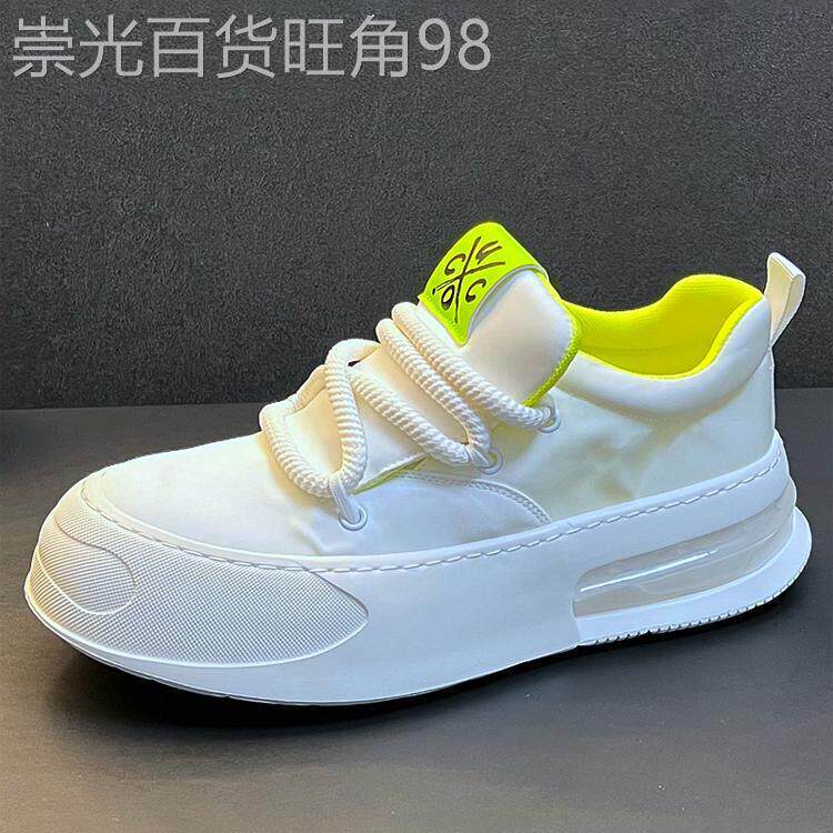 正品同款潮牌高端小白鞋男厚底内增高软底透气简约百搭休闲布鞋男