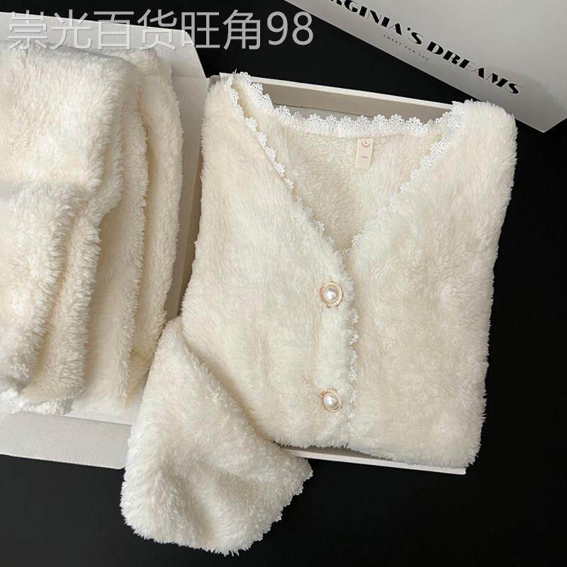 潮牌法兰绒长袖开衫睡衣女秋冬季新款送女朋友生日礼物实用礼盒装