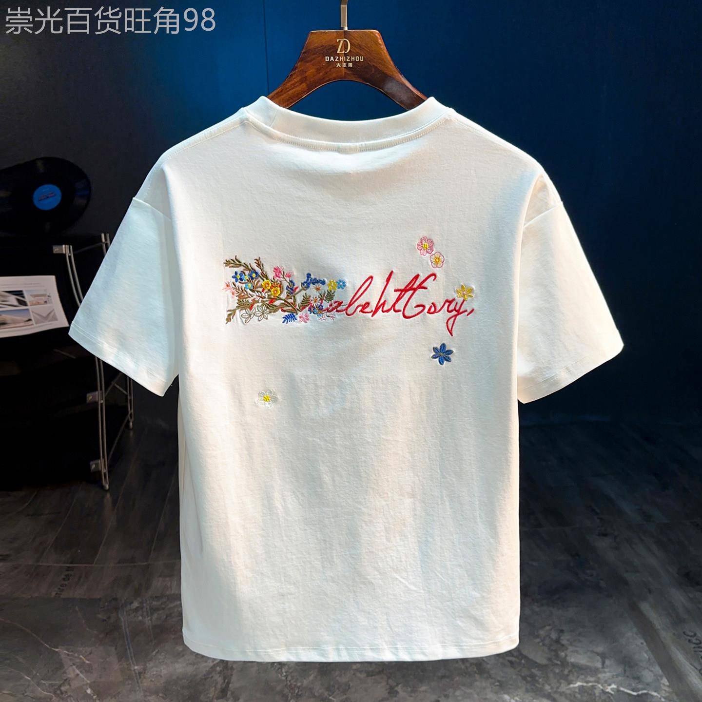 穿出舒适感~匠心制作!一眼就爱上!新款休闲透气刺绣圆领T恤男潮