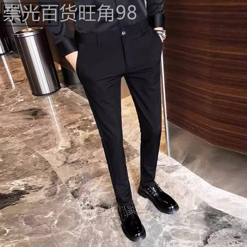 潮牌西裤男士修身弹力春款高级感英伦西装裤男款免熨烫商务休闲