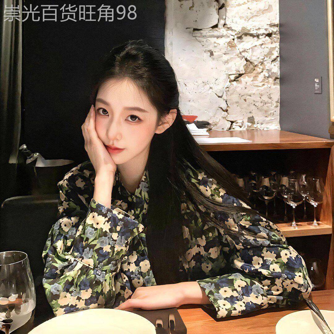 法式慵懒风碎花长袖衬衫女2026早春季新款设计感小众独特别致上衣