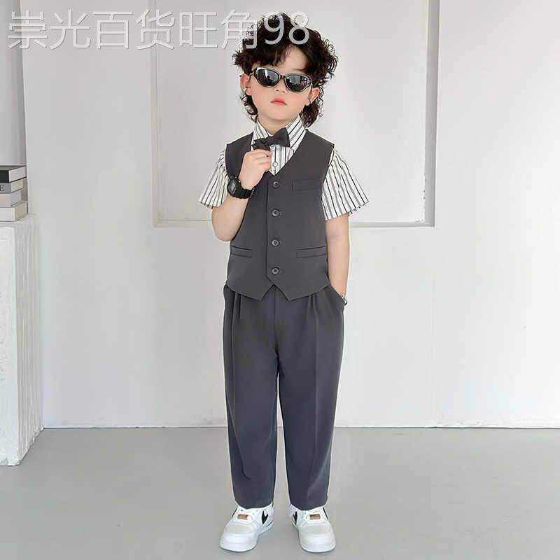 韩国Uamtor男童西装套装夏款中小童短袖英伦风帅气花童礼服演出服