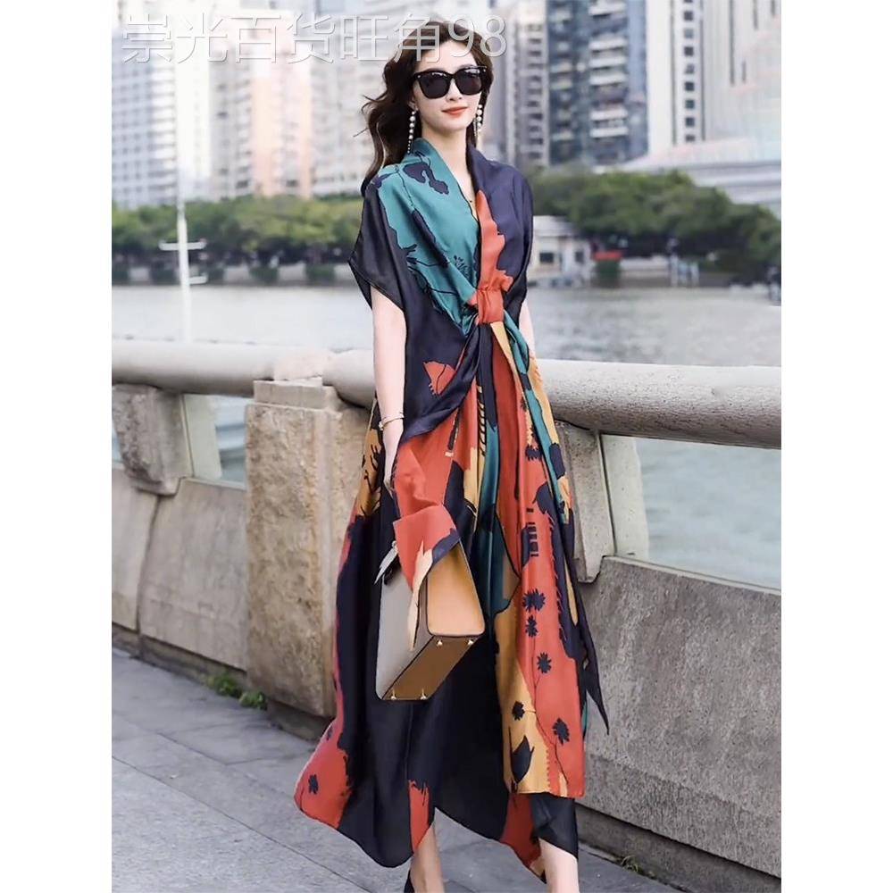 欧洲站宽松显瘦大码连衣裙女2026年夏季新款设计感小众中长款裙子