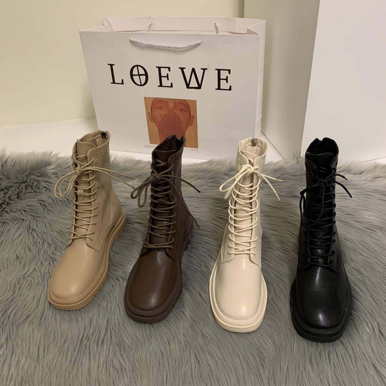 2025年白色真皮加绒马丁靴女新款秋冬网红法式短靴小个子瘦瘦单靴