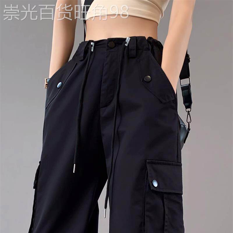 欧洲站休闲裤女新款性潮流复古美式工装裤高腰宽松阔腿直筒拖地裤