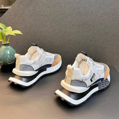 欧洲站『时尚设计风』DMXUXM高级感！新款厚底运动内增高老爹鞋男