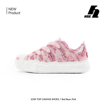 【织女款】H52奶油鞋开口笑红豆粉厚底帆布鞋丝绸蛋糕鞋情侣板鞋