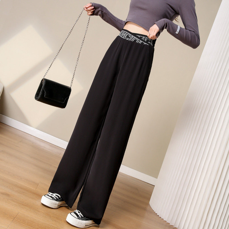 黑色阔腿裤女春秋2022年新款宽松拖地裤子高腰垂感休闲直筒西装裤