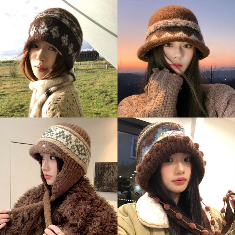 费尔岛风针织帽子女冬季保暖巴拉克拉法帽东北旅游防寒包头毛绒帽,服饰配件/皮带/帽子/围巾,帽子,淘宝优惠券,粉丝福利购,淘宝优惠卷