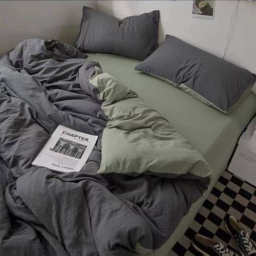 Bed sheets 4 set quilt duvet cover pillow case 纯色四件套棉