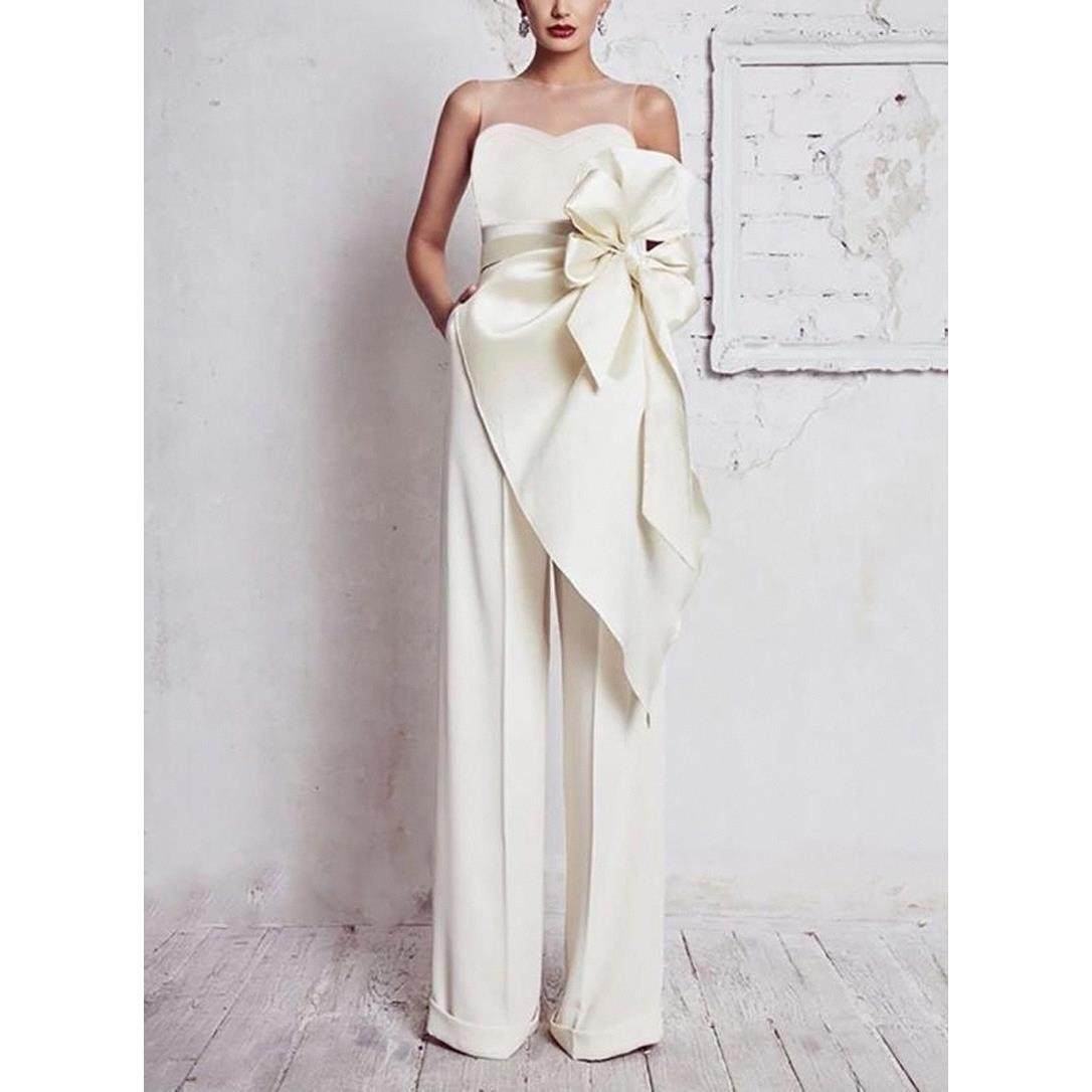 Women off shoulder slim Jumpsuit欧美女裹胸腰带荷花修身连体裤