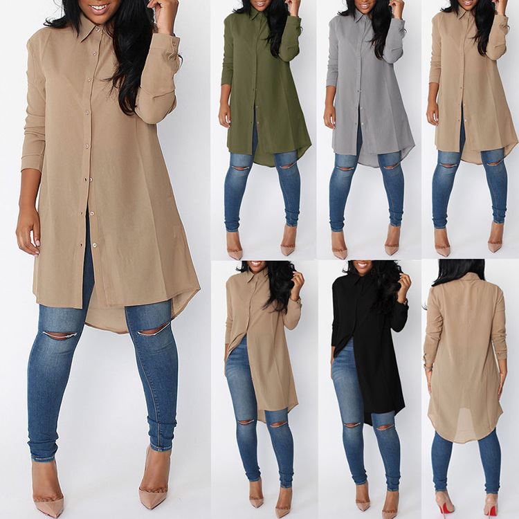 Women long shirts sexy chiffon tops ladies blouse big size