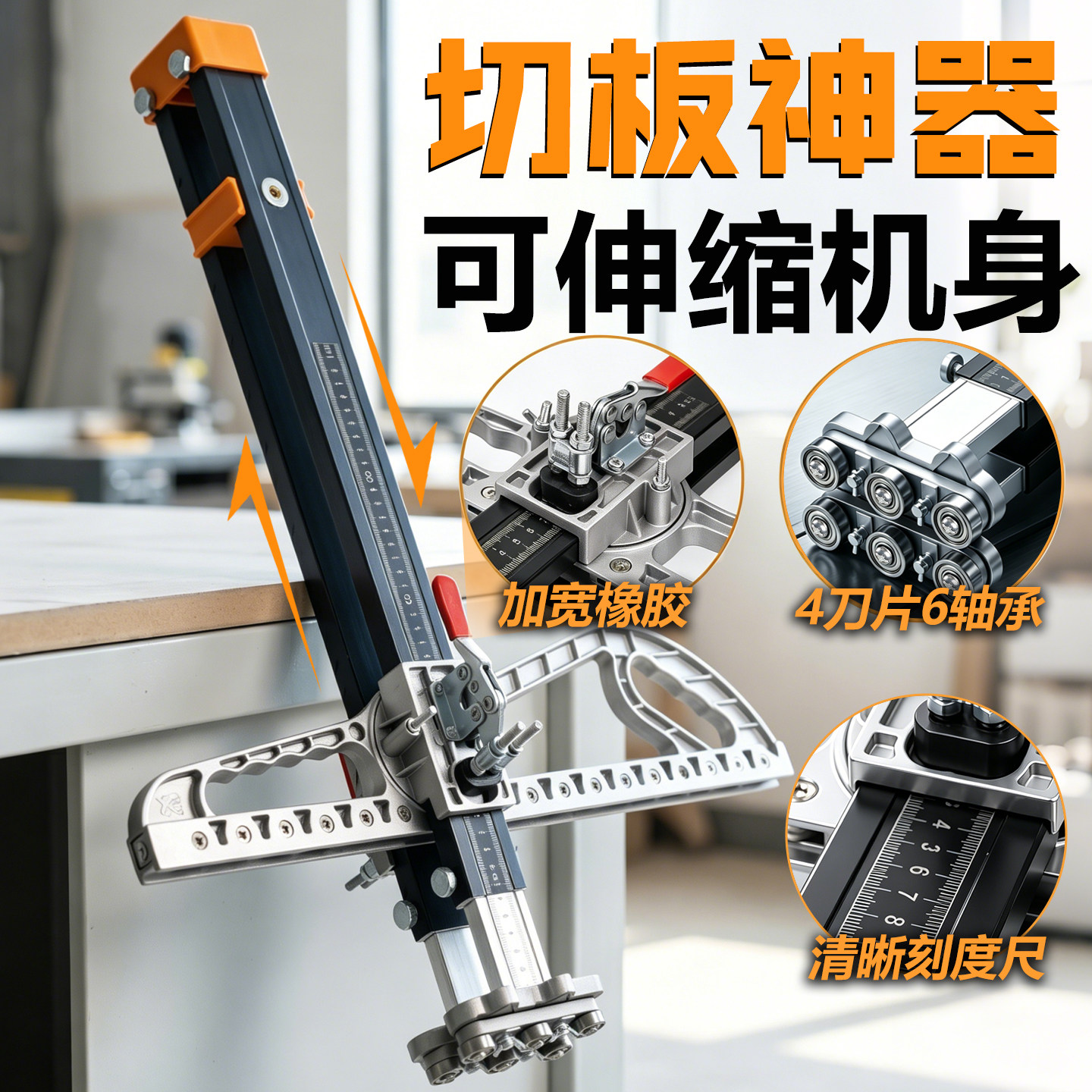 石膏板切割神器可伸缩墙板碳晶切板多功能木工切割刀具铝合金推刀
