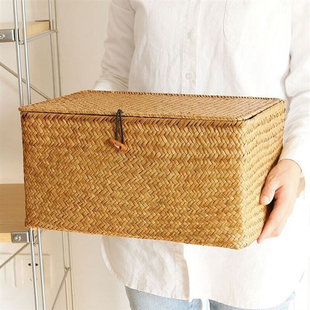 Rattan woven storage basket bamboo woven grass woven storage