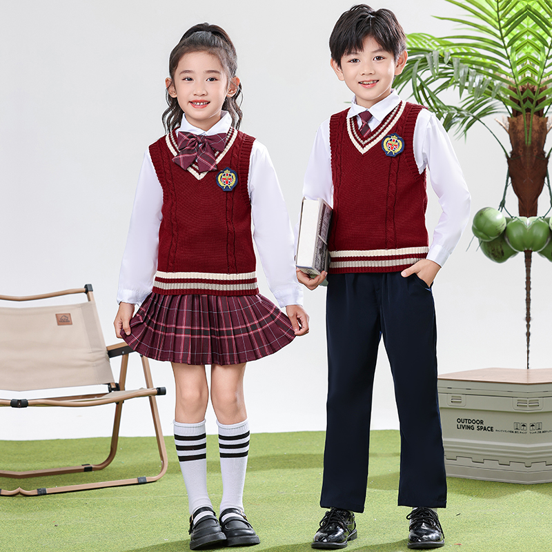 儿童英伦风班服小学生校服红歌朗诵合唱服演出服运动会学院风套装
