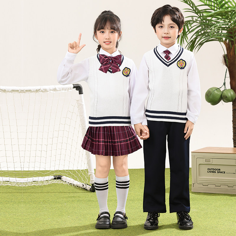 小学生英伦风合唱服学院风儿童班级演出服马甲款幼班服元旦合唱服