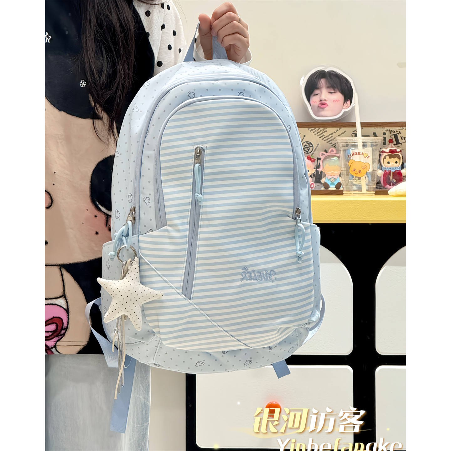 书包女休闲少女古着大容量初中学生上课双肩包高中生旅行电脑背包