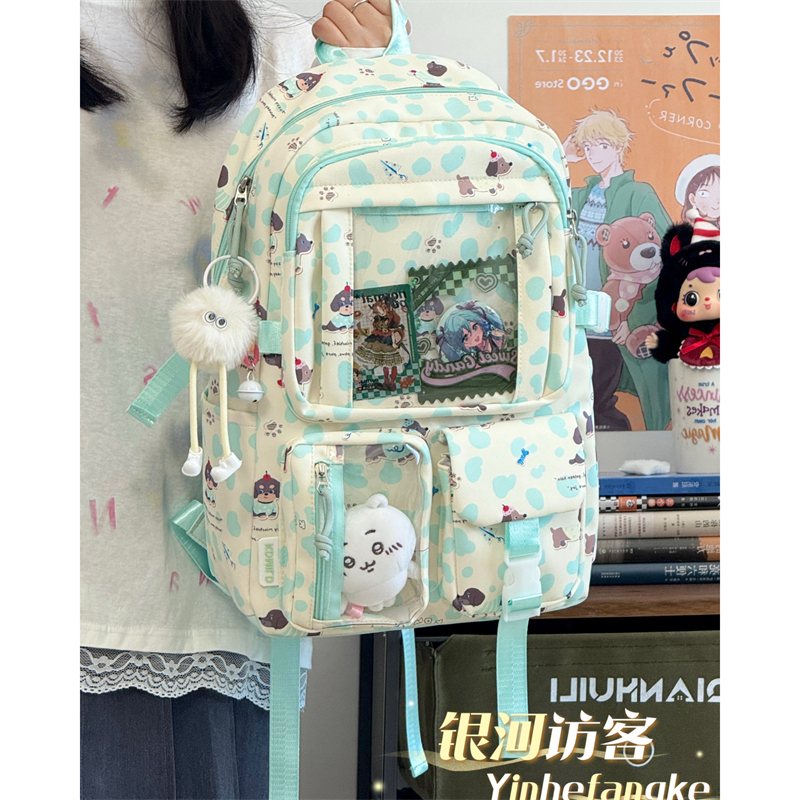 高颜值透明可爱痛包双肩包女百搭初中生高中生大容量书包电脑背包