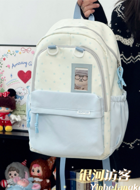 日系ina学院波点书包女初中生百搭上课透明双肩包高中生休闲背包
