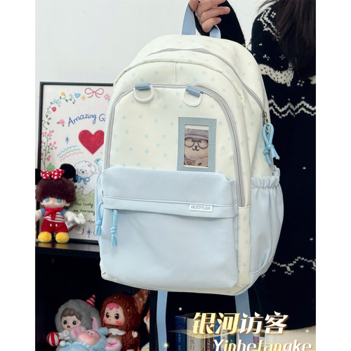 日系ina学院波点书包女初中生百搭上课透明双肩包高中生休闲背包