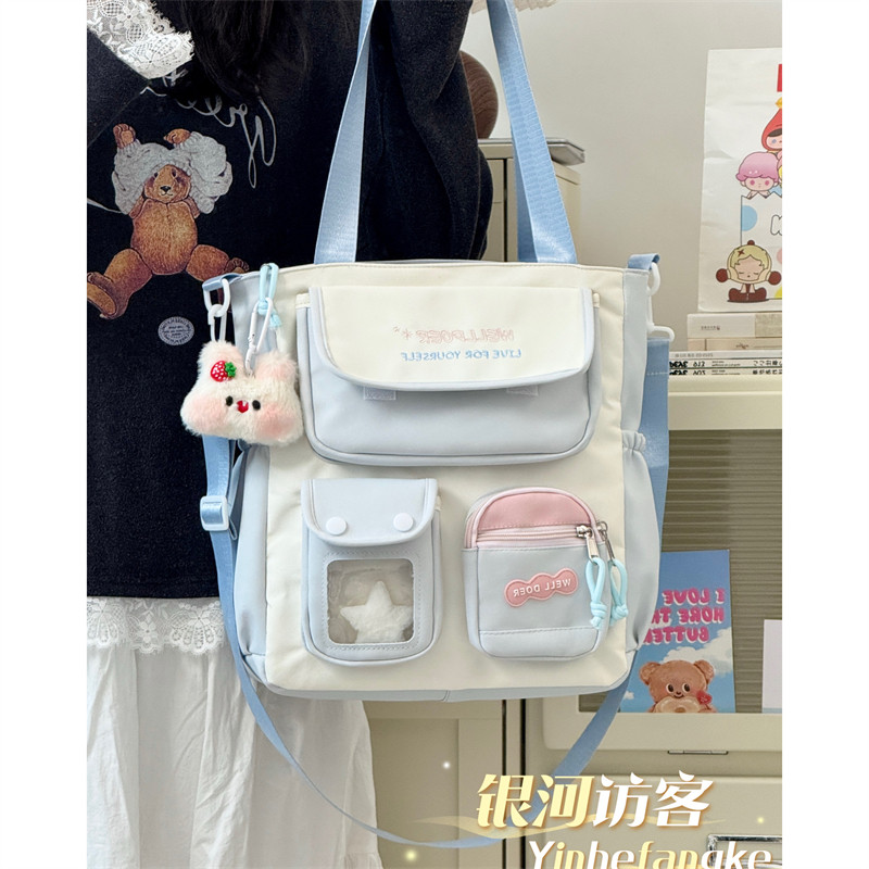 可爱学院休闲单肩包包女百搭学生上课补习手提袋大容量少女斜挎包