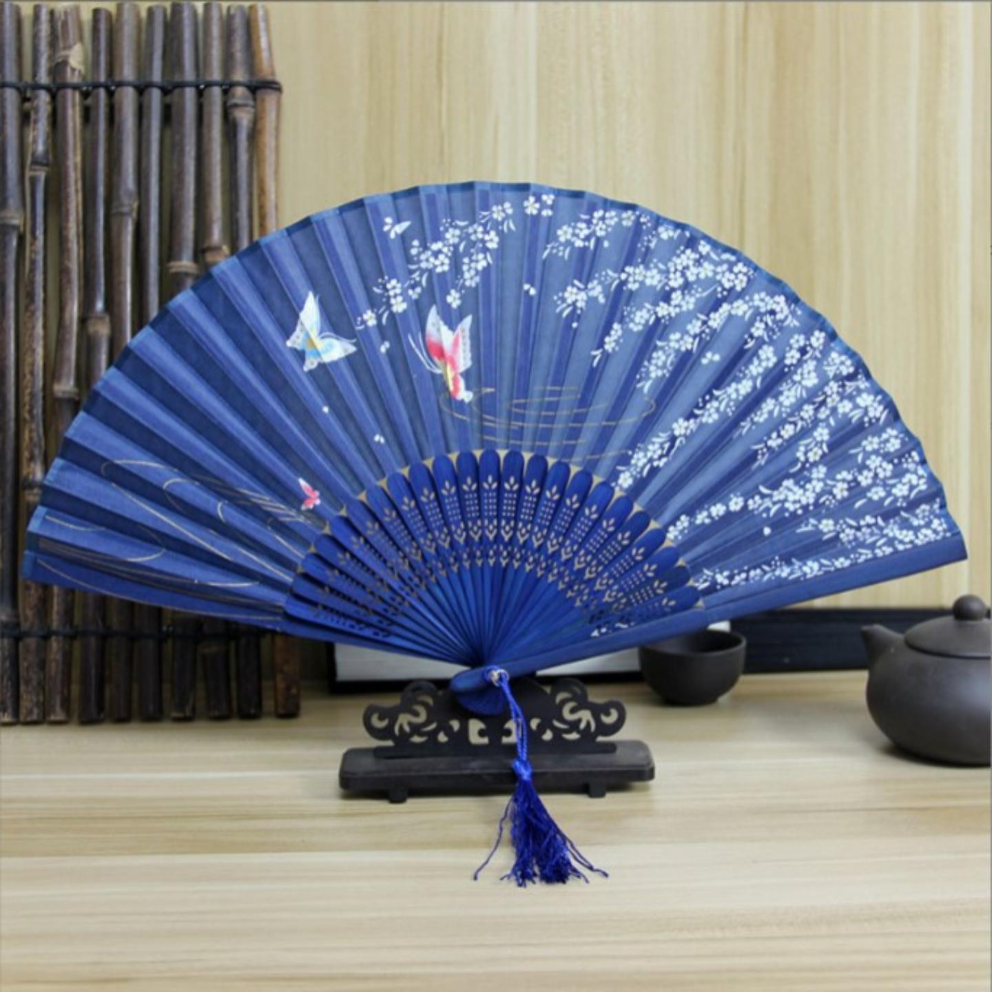 扇子男生霸气古风玉骨竹制黑便携